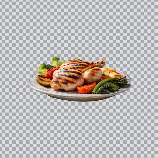 PSD a chicken with vegetables on a plate