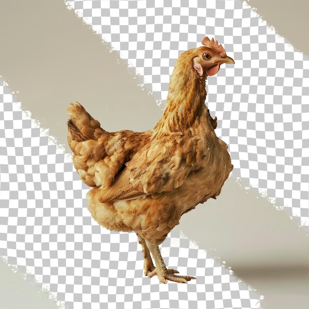 PSD a chicken with a yellow beak stands on a white background