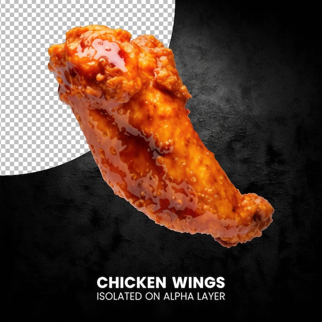 Chiken Wings BBQ Sauce Isolated on alpha layer