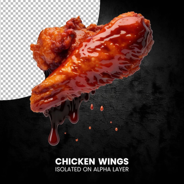 Chiken Wings BBQ Sauce Isolated on alpha layer