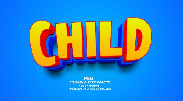 Child 3d Editable Text Effect Photoshop PSD Template