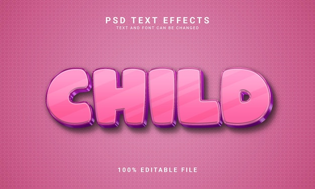 Child 3d editable text effect