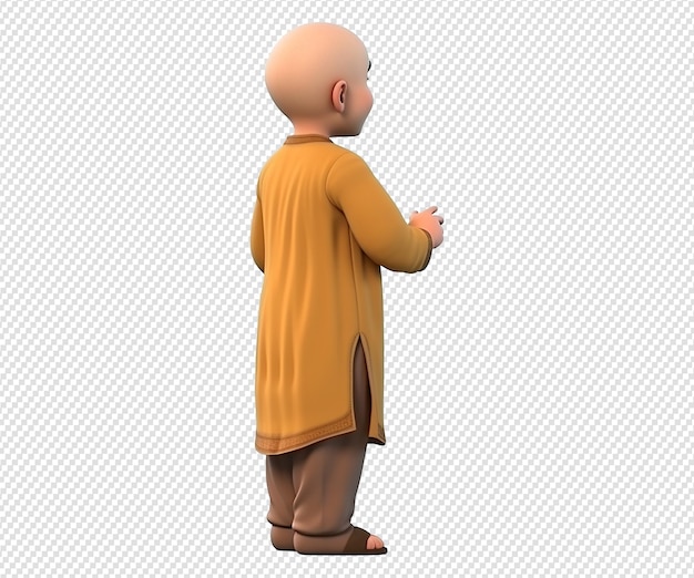 Child Bald Cartoon Character Transparent Background 3d Model