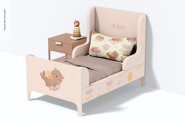 Child Bed Mockup, Left View