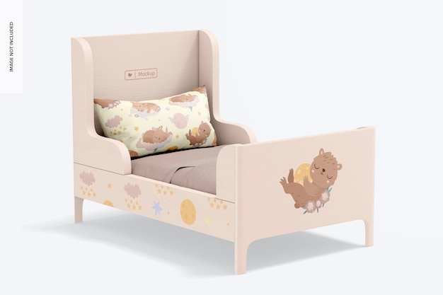 Child Bed Mockup, Right View