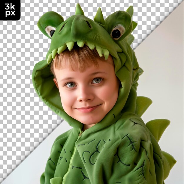 Child in a Dinosaur Costume Isolated on Transparent Background