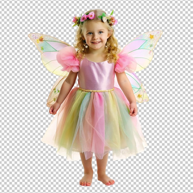 PSD child in a fairy costume on transparent background