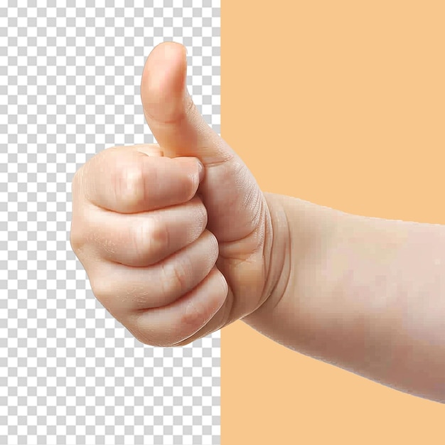 PSD child hand showing thumbs up male hand isolated on transparent background