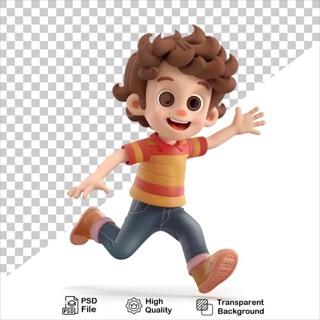 PSD child in striped shirt and blue jeans running with outstretched arms