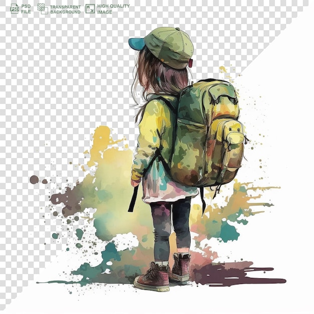 Child water color paint on transparent background