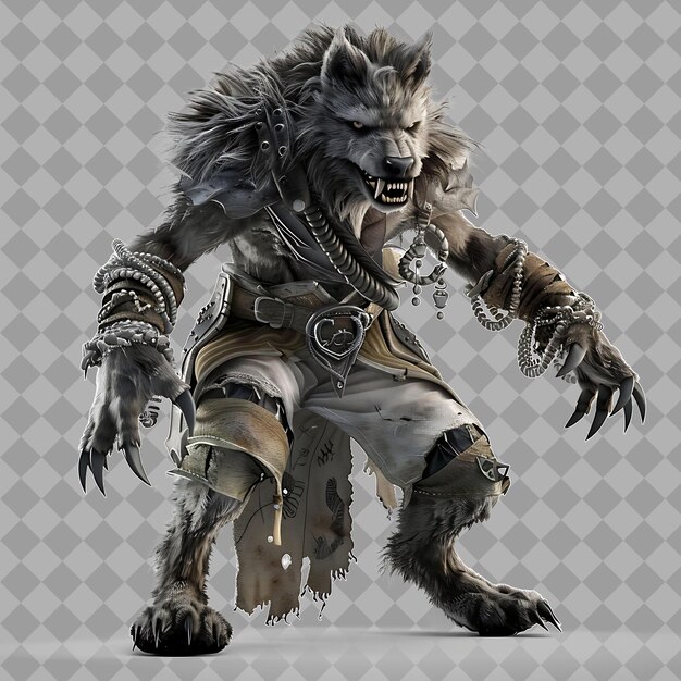 Child Werewolf Dark Fantasy Warrior With Beastly Form Tatter Isolated High Quality Character Render