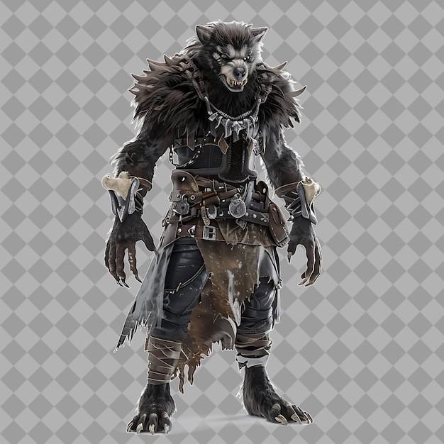 Child Werewolf Dark Fantasy Warrior With Beastly Form Tatter Isolated High Quality Character Render