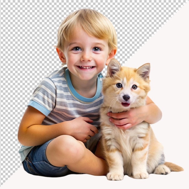 child with his cute pet