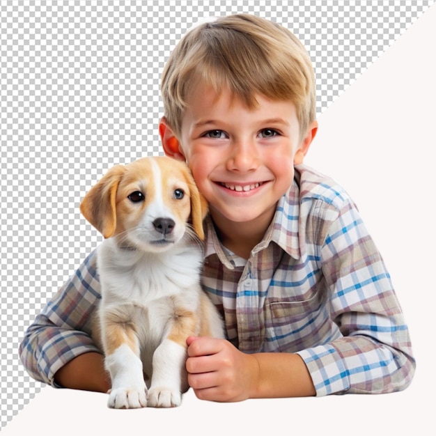 PSD child with his cute pet