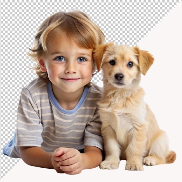 child with his cute pet