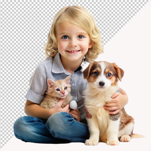 child with his cute pet