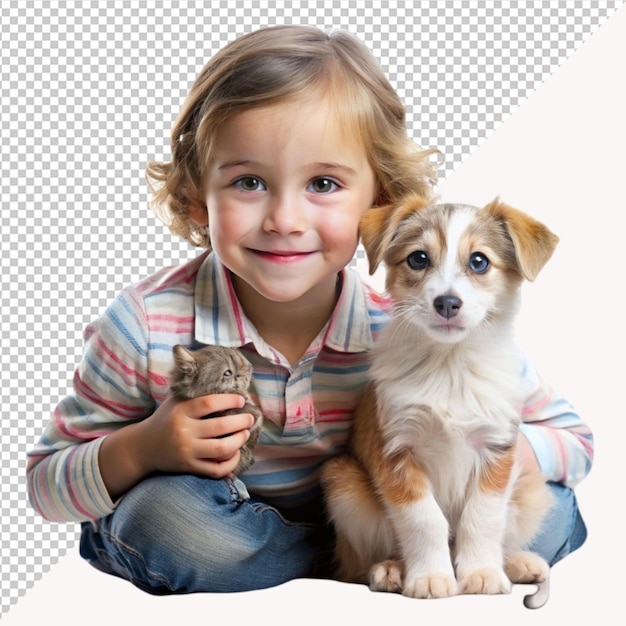 child with his cute pet