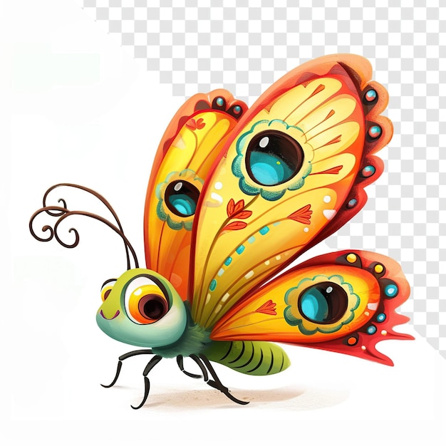 ChildFriendly Butterfly Illustration on Transparent Background