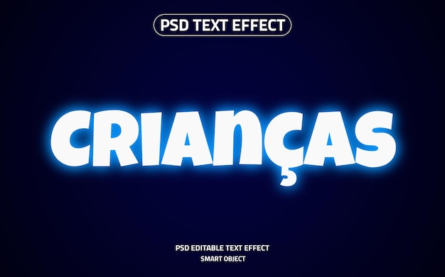 Children criancas neon text effect logo mockup