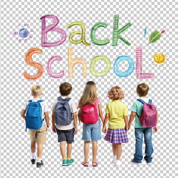 PSD the children crying and smiling at concept of back to school