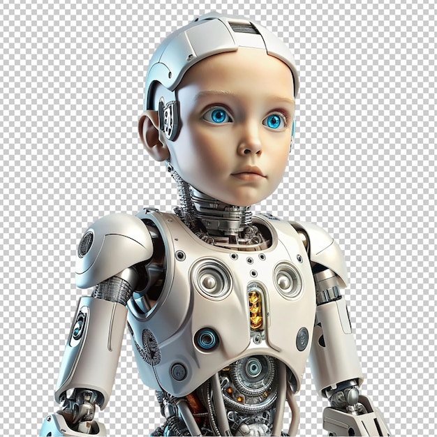 PSD children cyborg robot on transparent background