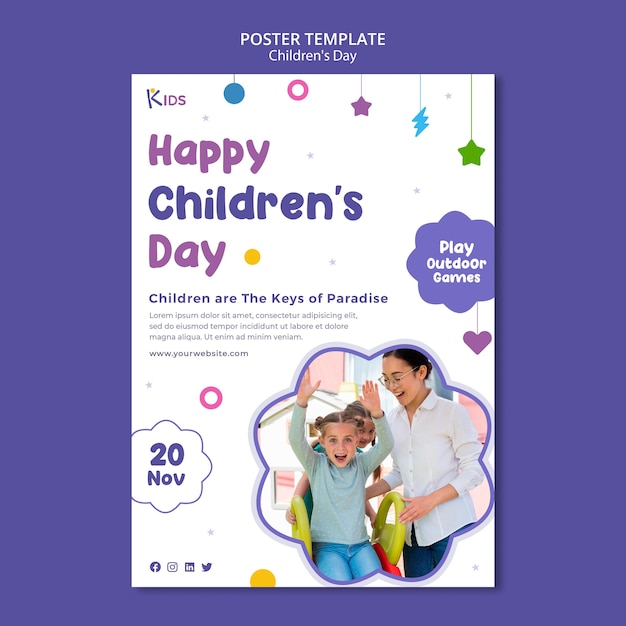 Children day poster template design