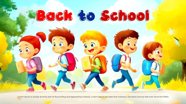 PSD children going back to school cartoon