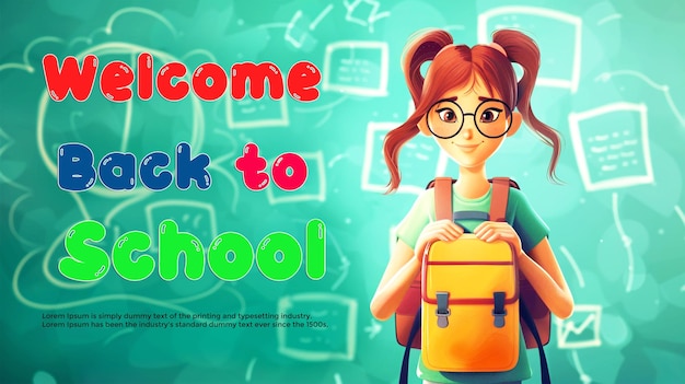 Children going back to school cartoon