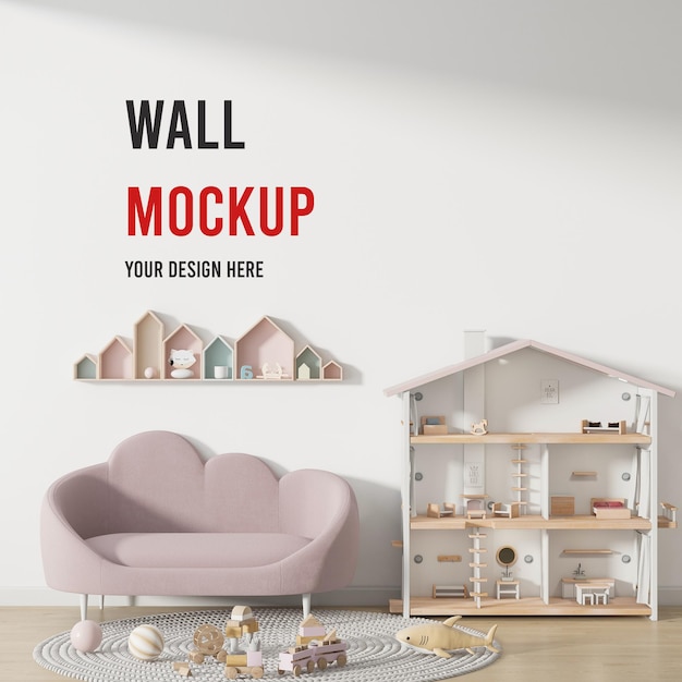 Children play room wall mockup