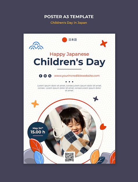 PSD children's day in japan template design