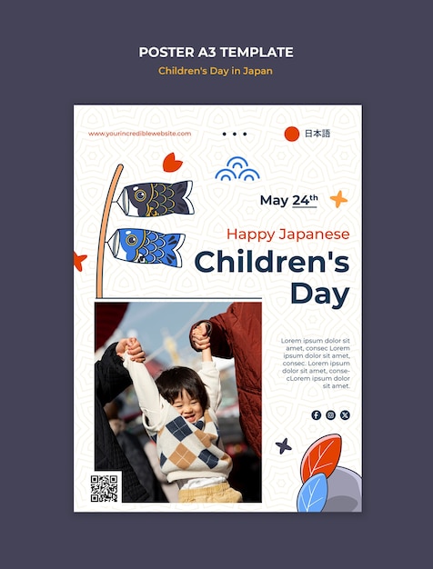 PSD children's day in japan template design