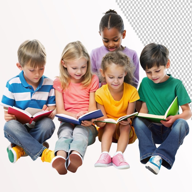 children studying on transparent background