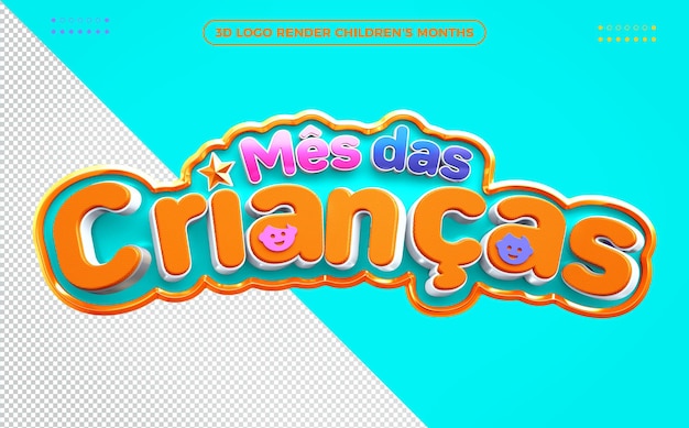 Childrens 3d Month logo orange and light blue for compositions in Brazil