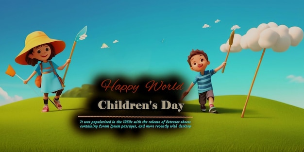 Childrens Day Happy children of different nationalities background poster