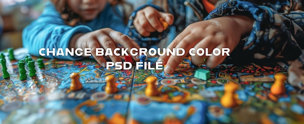 PSD childrens hands playing strategic board game