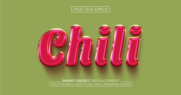 Chili glossy text editable 3D style text effect