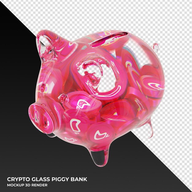 Chiliz CHZ glass piggy bank with crypto coins 3d illustration