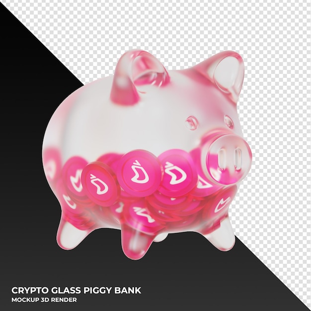 Chiliz CHZ glass piggy bank with crypto coins 3d illustration