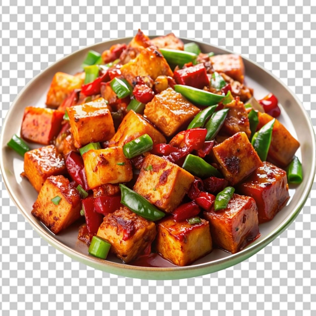 PSD chilli paneer dry made using cottage cheese transparent background