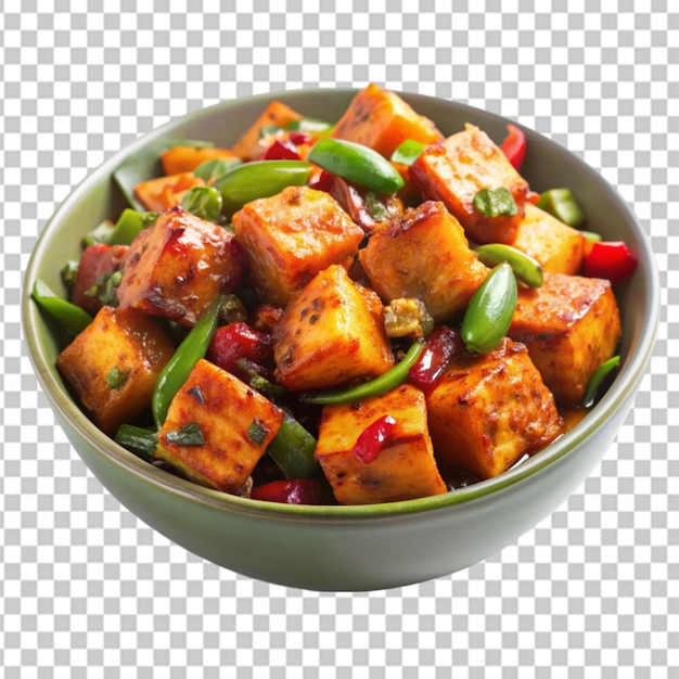 PSD chilli paneer dry made using cottage cheese transparent background