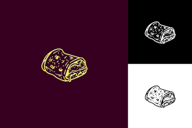 PSD chimichanga food icon with a deep fried burrito filled with flat illustration food vector design