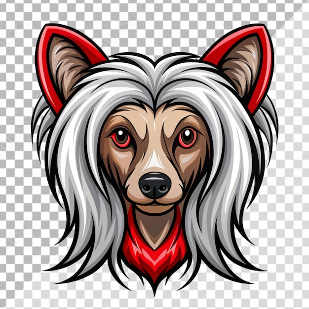 PSD chinese crested dog mascot logo on transparent background