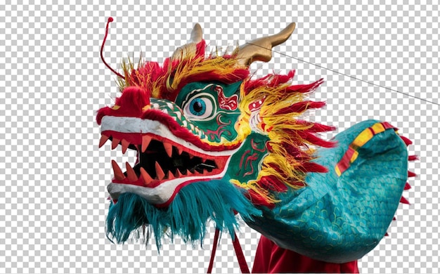 PSD chinese dragon dance puppet with bold colors and patterns isolated