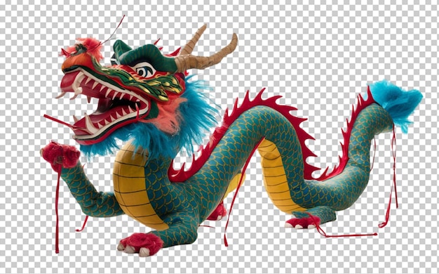 PSD chinese dragon dance puppet with bold colors and patterns isolated