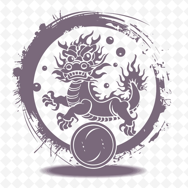 PSD a chinese dragon with a ball and the word quot chinese characters quot on it