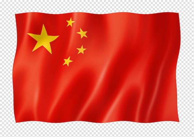 Chinese flag isolated on white banner