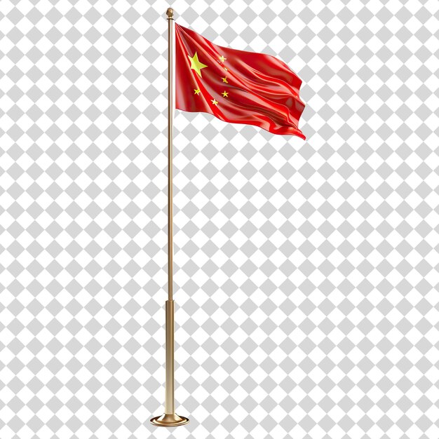 Chinese flag waving 3d Isolated on transparent background PSD file format