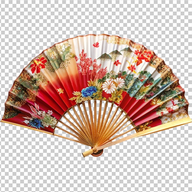 chinese folding fan isolated on transparent background