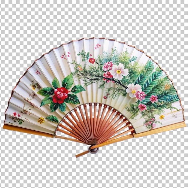 chinese folding fan isolated on transparent background