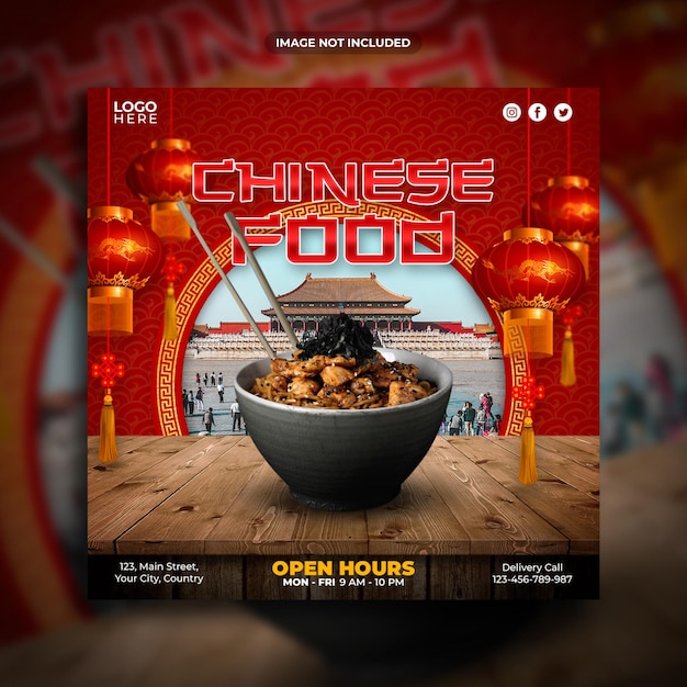 PSD chinese food promotion instagram post or square web banner social media template